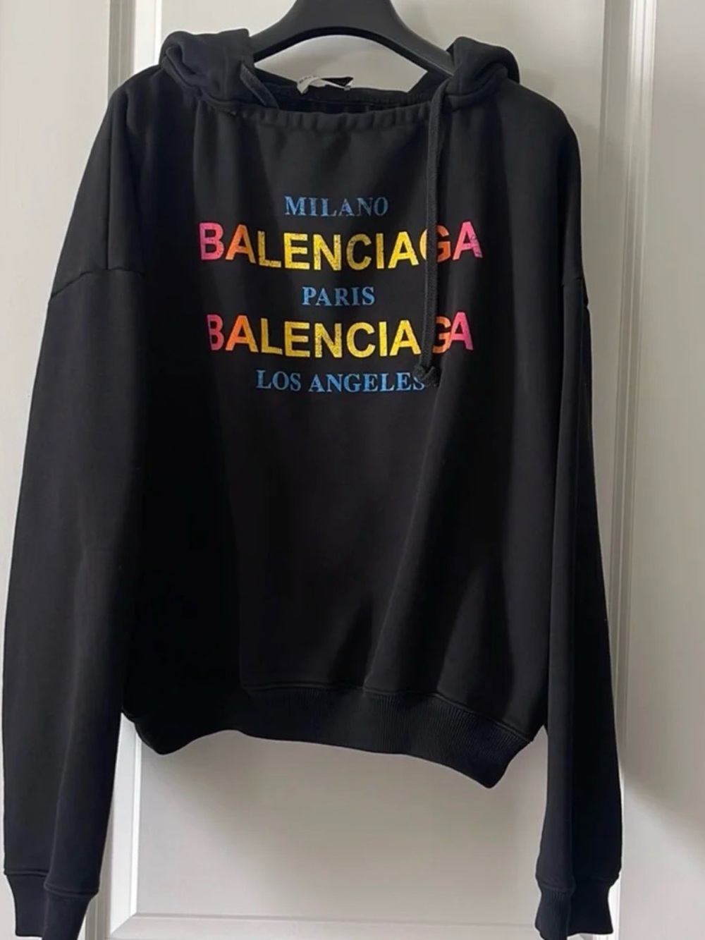 Balenciaga Black Hoodie with Multicolor Logo